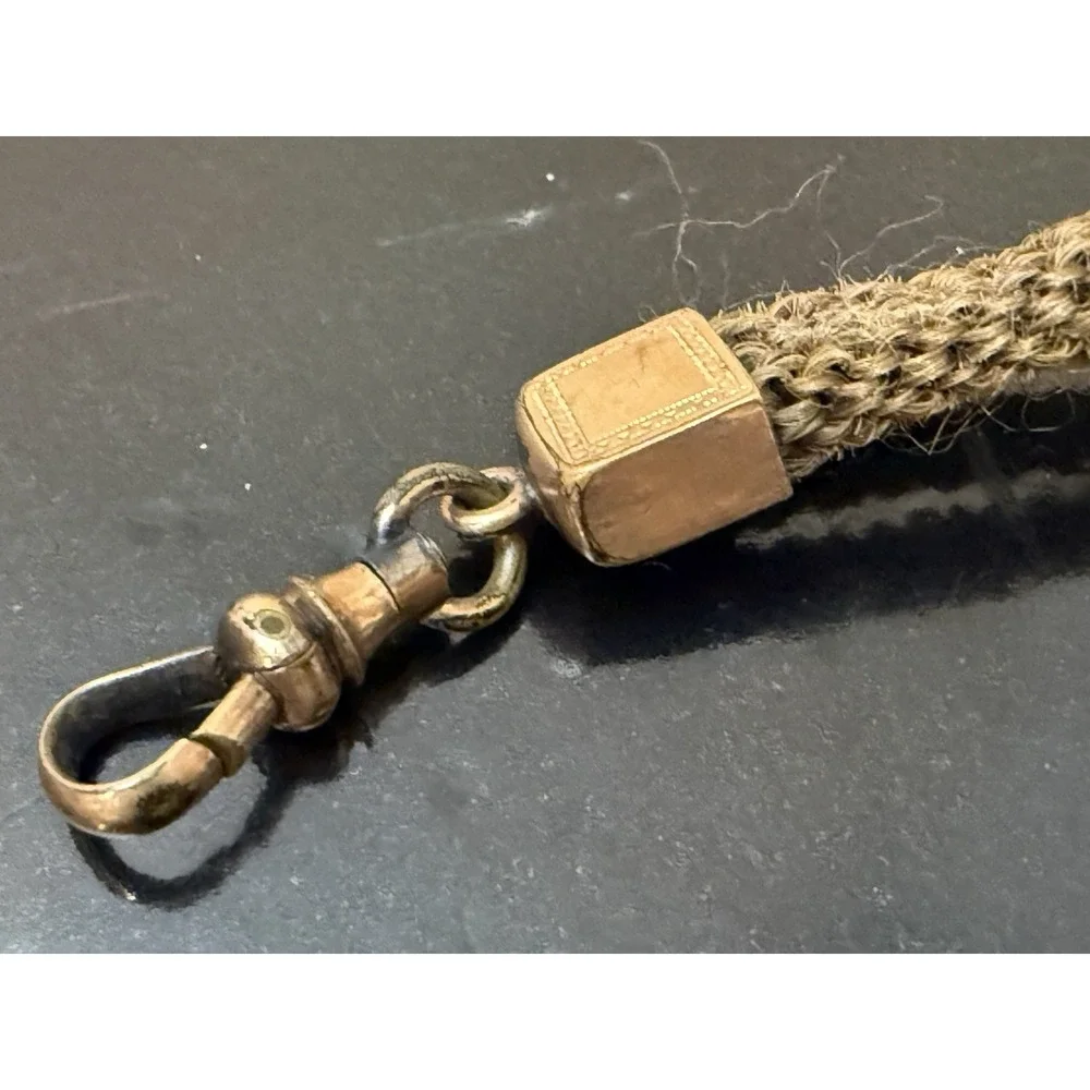 Antique Victorian Woven‎ Hair Pocket Watch Chain  Gold Filled Jewelry Mourning